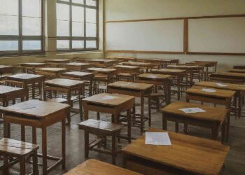 Exams Hall Empty Desks-