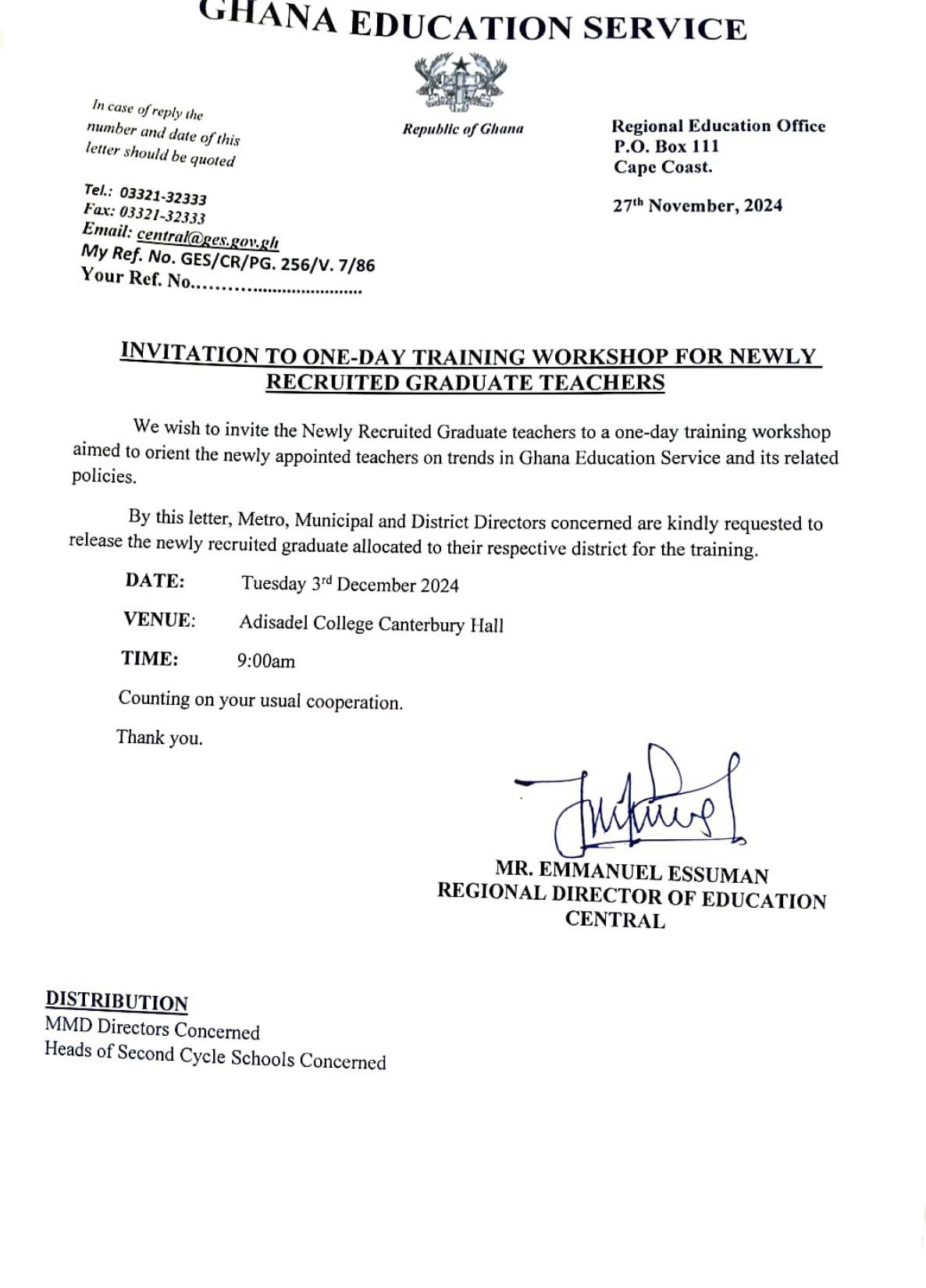 GES one-day training workshop for recruited graduate teachers