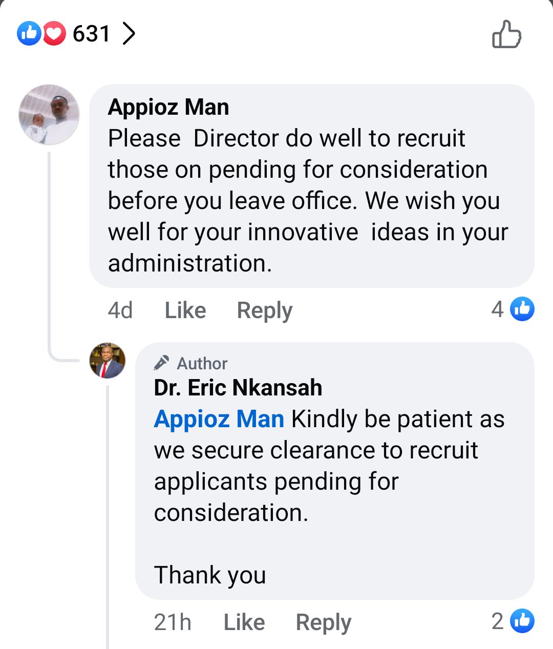 Dr. Eric Nkansah finally responds to graduates with 'pending for consideration' status