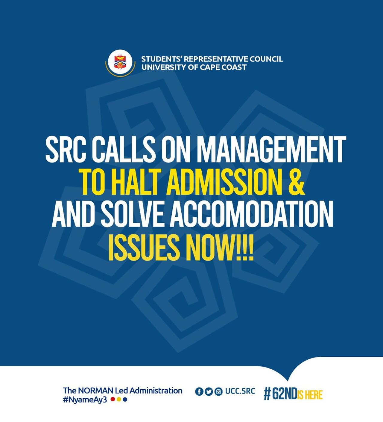 Halt admissions and resolve accommodation issues now