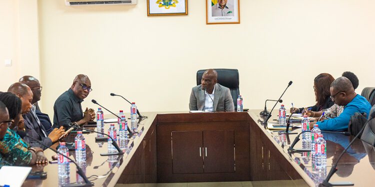 Prof. Stephen Jobson Mitchual (5th from left) addressing the Minister of Education on crucial matters impacting UEW