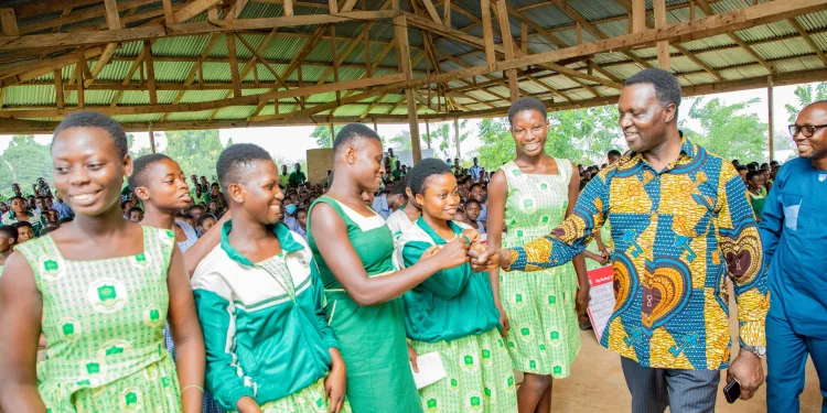 Dr. Yaw Osei Adutwum fun time with students of Assin State College