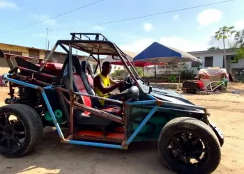 Emmanuel Geraldo in his own-built car