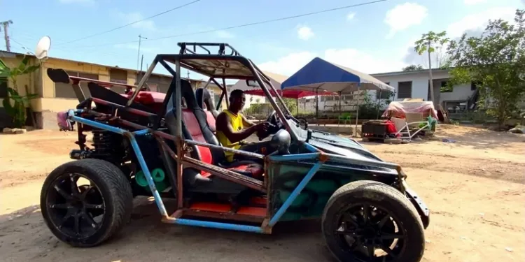 Emmanuel Geraldo in his own-built car