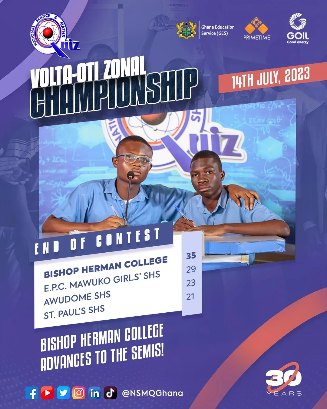 Volta-Oti Zonal Championship Quarterfinal Results - Contest 1