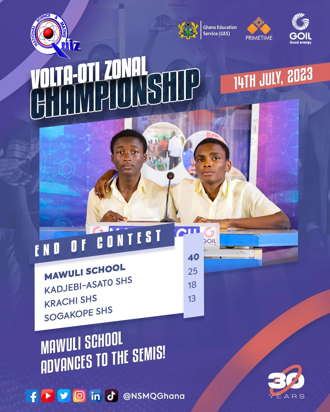 Volta-Oti Zonal Championship Quarterfinal Results - Contest 3