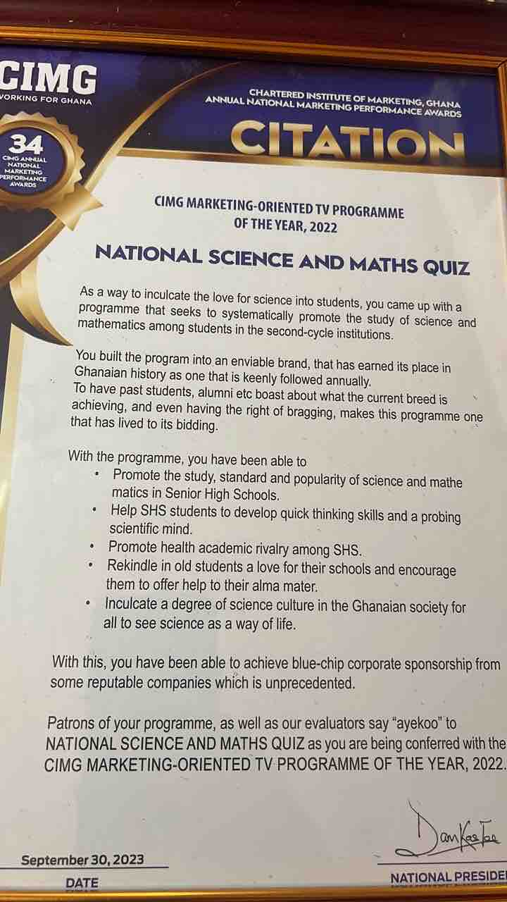 NSMQ - Marketing-Oriented TV Programme of the Year - CIMG 2022 Awards