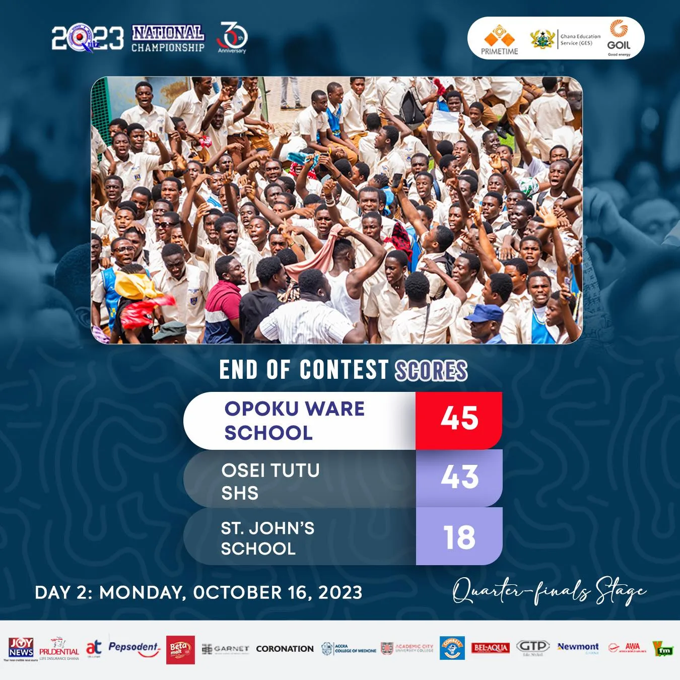 Opoku Ware School advances to NSMQ 2023 semi finals