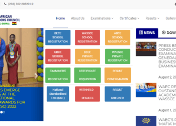 WAEC Ghana Website Interface