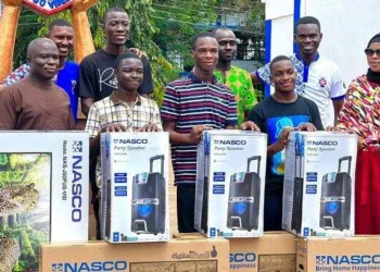 Electroland Ghana gifts PRESEC NSMQ team NASCO products