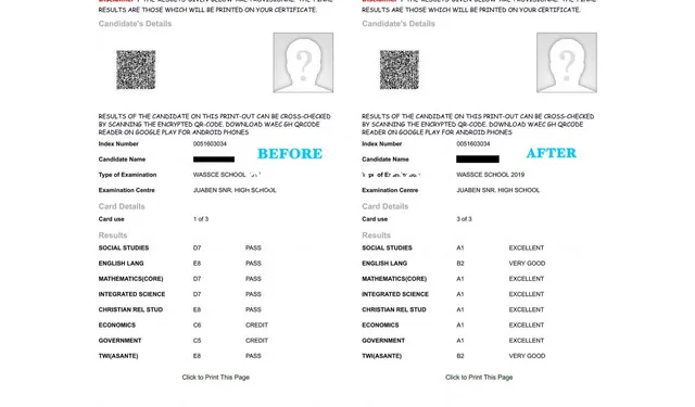 wassce results upgrade