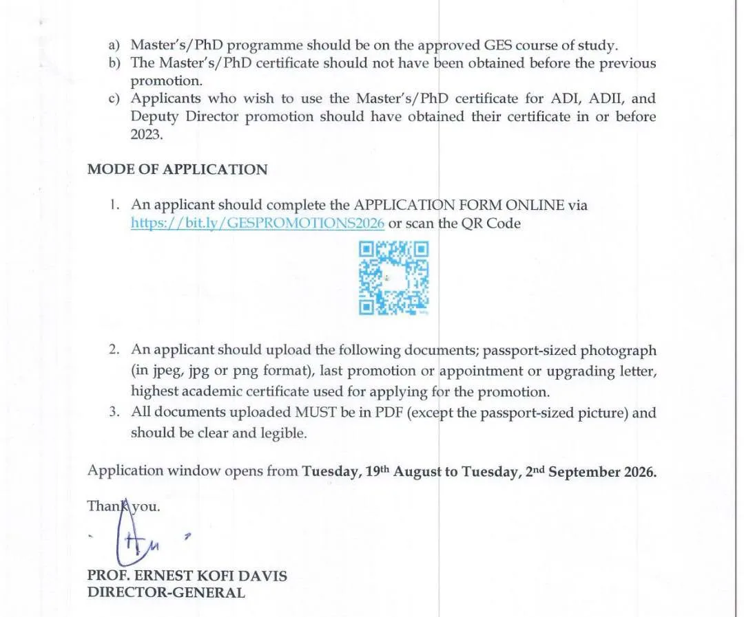 GES Teaching Staff Promotion Application Portal 2026 - Page 2