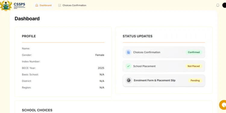 CSSPS Confirmation Portal Login Dashboard