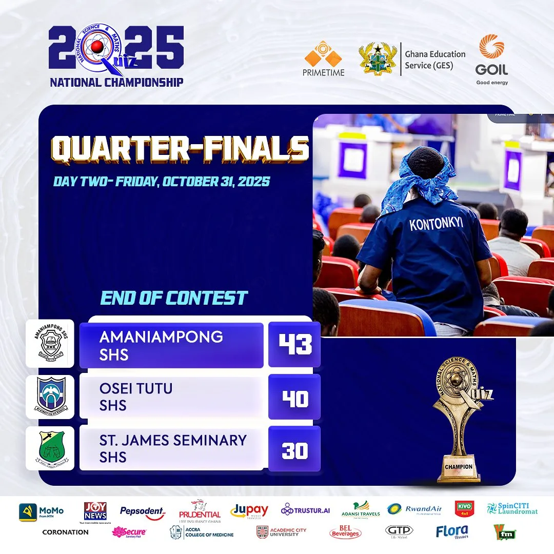 Amaniampong SHS eliminates Osei Tutu & St. James Sem. SHS in NSMQ 2025