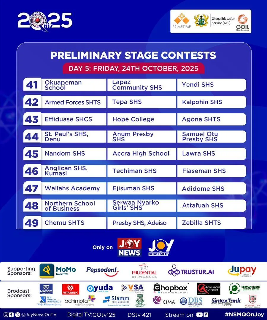 NSMQ 2025 National Prelims Contest Day 5