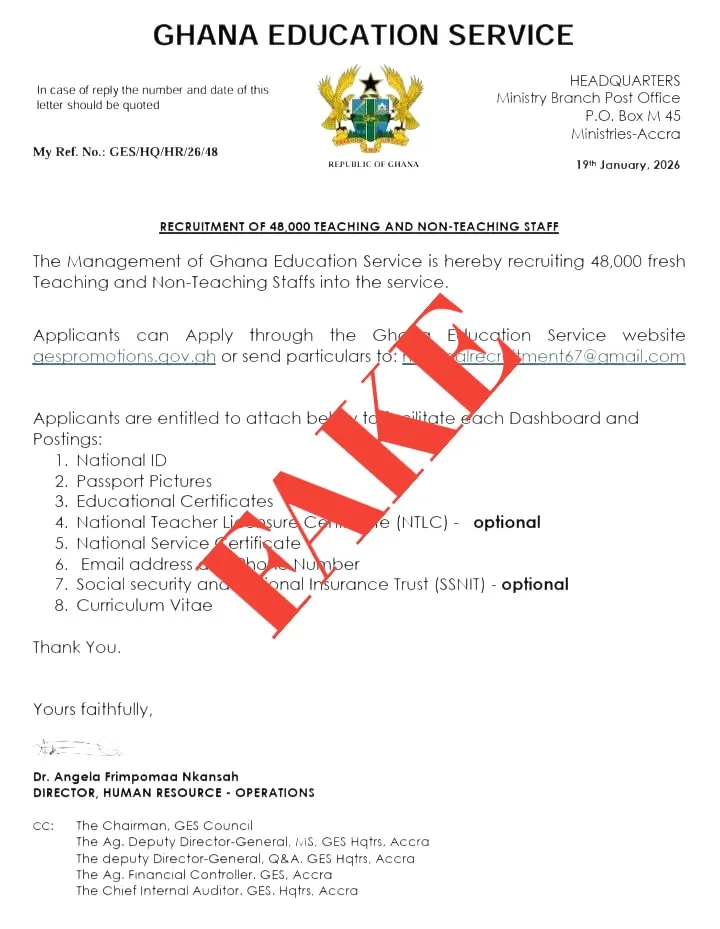 Fake 2026 GES Graduate Recruitment Notice