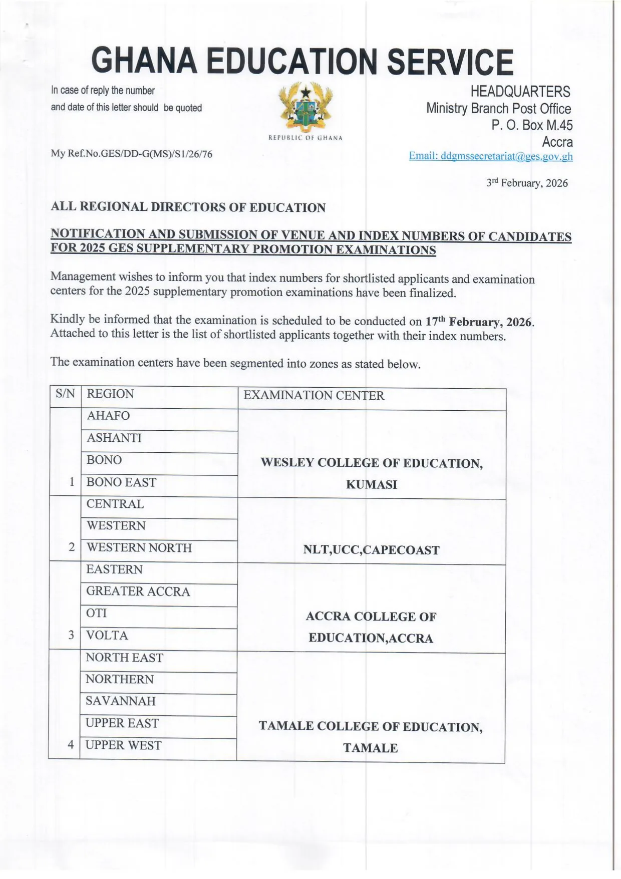 2025 GES Supplementary Promotion Exams - Page 1