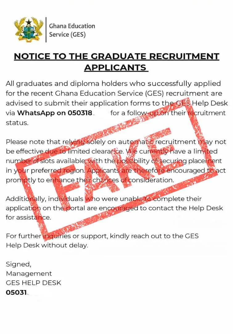 GES Official Update On 2026 Teacher Recruitment Exercise