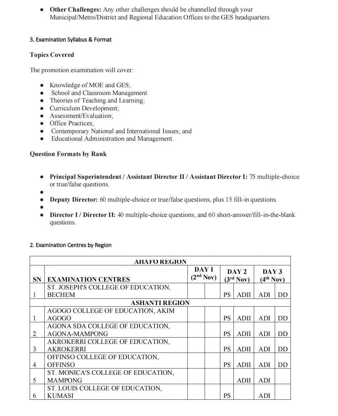 2026 GES Promotion Exam Centres & Index Numbers - Page 2